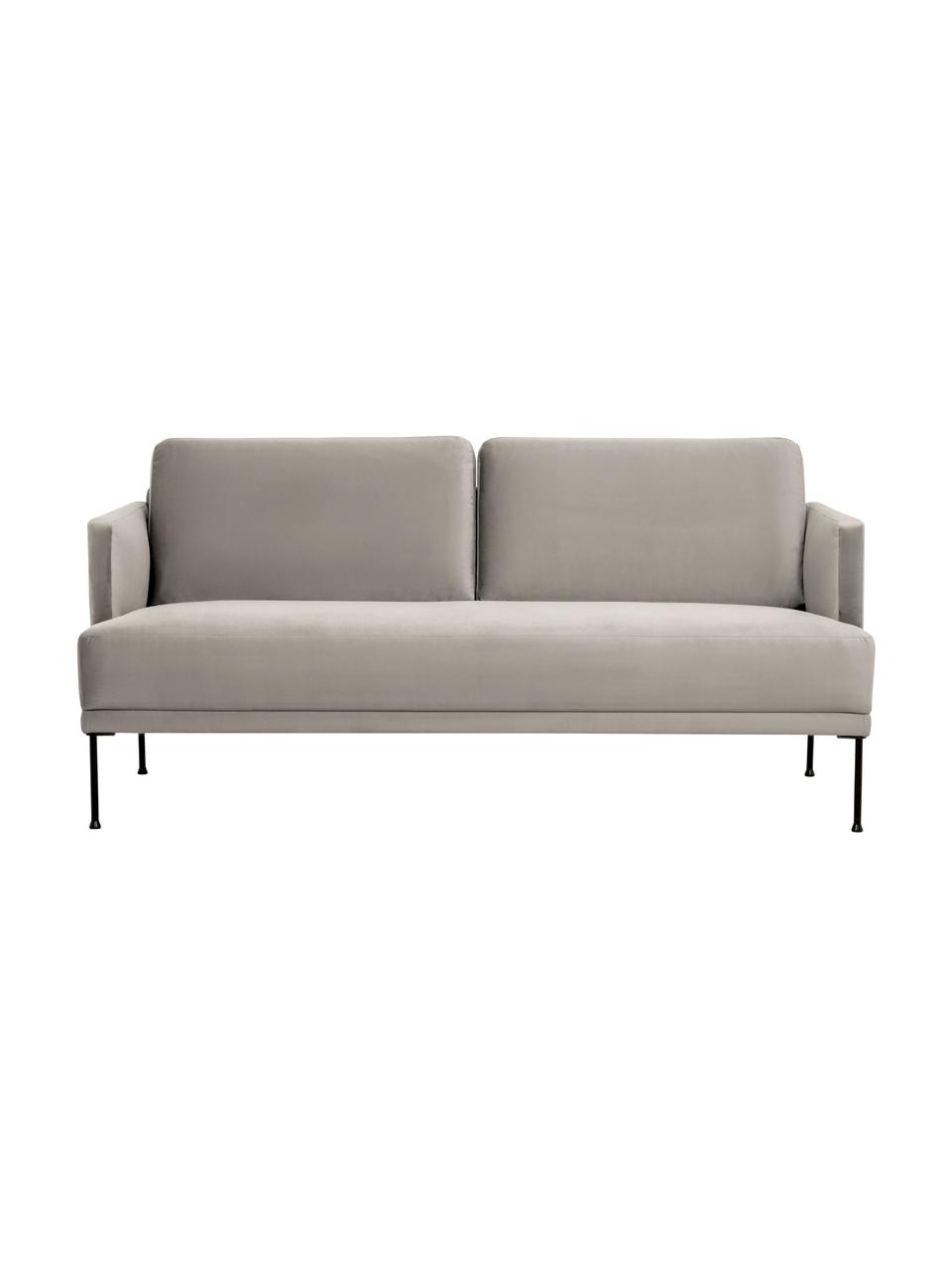 Canapé 2 places en velours et pieds en métal Fluente, Velours beige, larg. 166 x prof. 85 cm