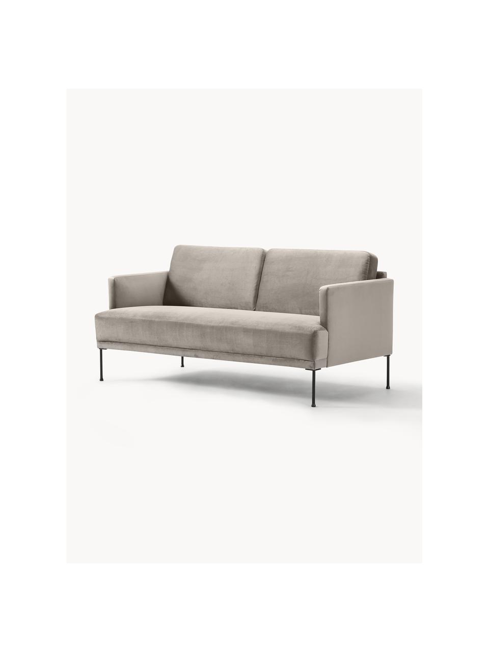 Samt-Sofa Fluente (2-Sitzer), Bezug: Samt (Hochwertiger Polyes, Gestell: Massives Kiefernholz, Füße: Metall, pulverbeschichtet, Samt Greige, B 166 x T 85 cm