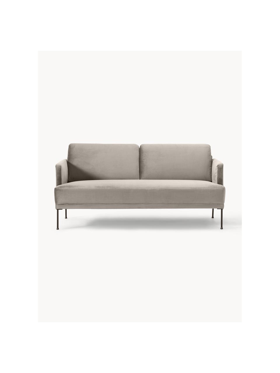 Fluwelen bank Fluente (2-zits), Bekleding: fluweel (hoogwaardig poly, Frame: massief grenenhout, FSC-g, Poten: gelakt metaal, Fluweel greige, B 166 x D 85 cm