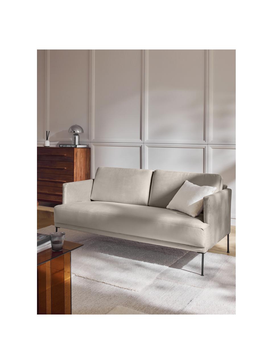Samt-Sofa Fluente (2-Sitzer), Bezug: Samt (Hochwertiger Polyes, Gestell: Massives Kiefernholz, Samt Greige, B 166 x T 85 cm