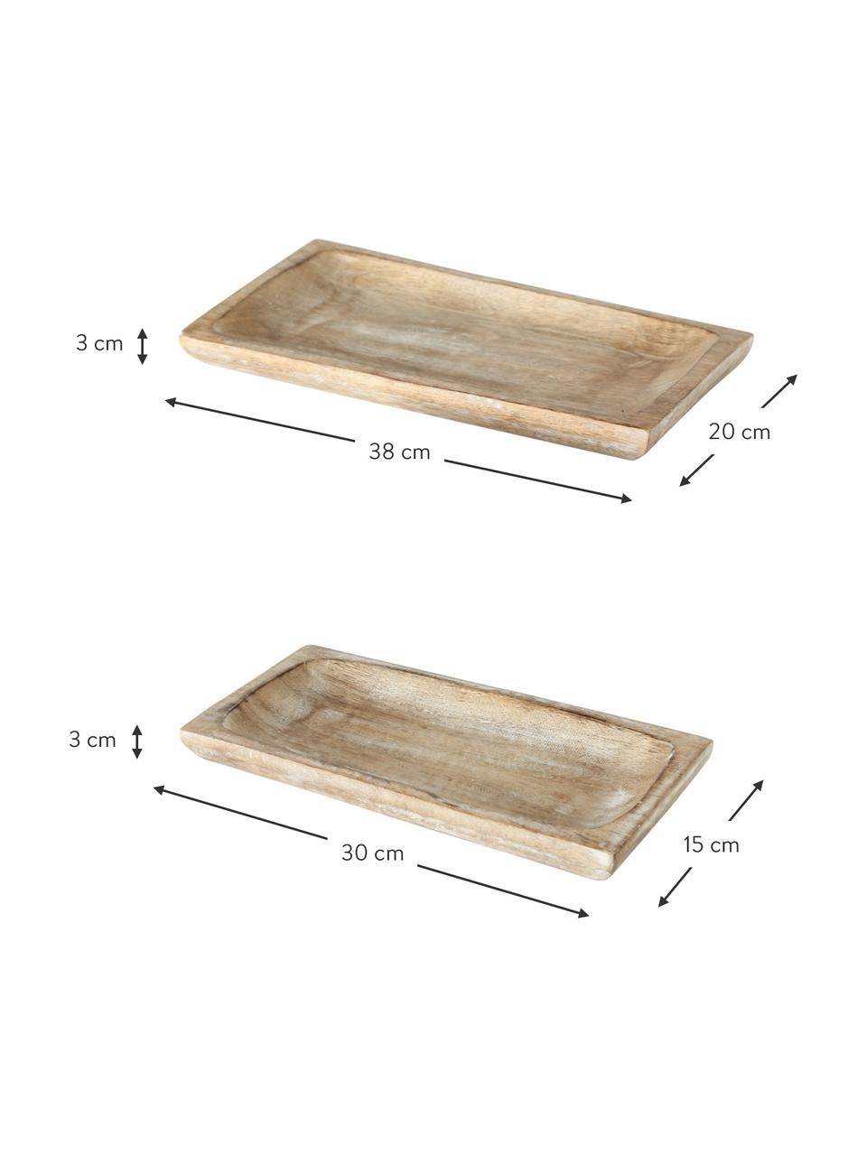 Sada velkých dekorativních táců Bornholm, 2 díly, Mangové dřevo, Hnědá, Sada s různými velikostmi