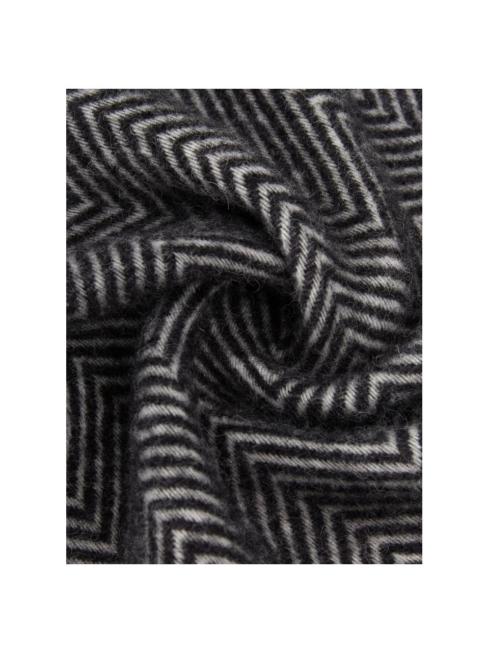 Manta de lana con flecos Tirol-Mona, Negro, An 140 x L 200 cm