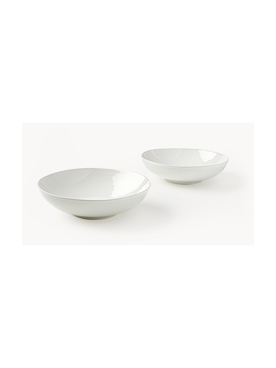Assiettes à pâtes avec émail réactif Gemma, 2 pièces, Grès cérame, Blanc, Ø 19 x haut. 5 cm