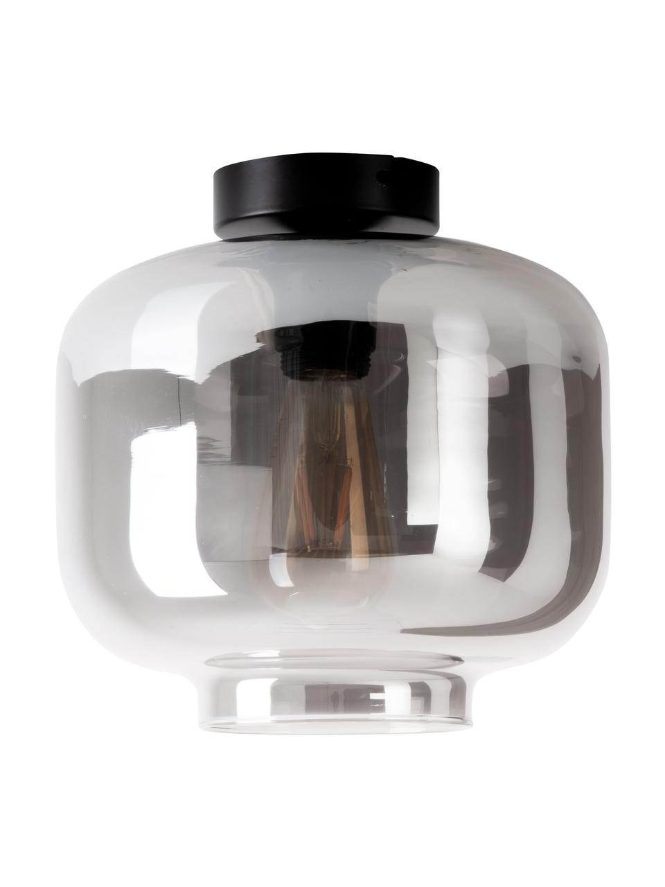 Kleine Deckenleuchte Vaso aus verspiegeltem Glas, Lampenschirm: Glas, Baldachin: Metall, beschichtet, Chromfarben, Schwarz, Ø 25 x H 21 cm