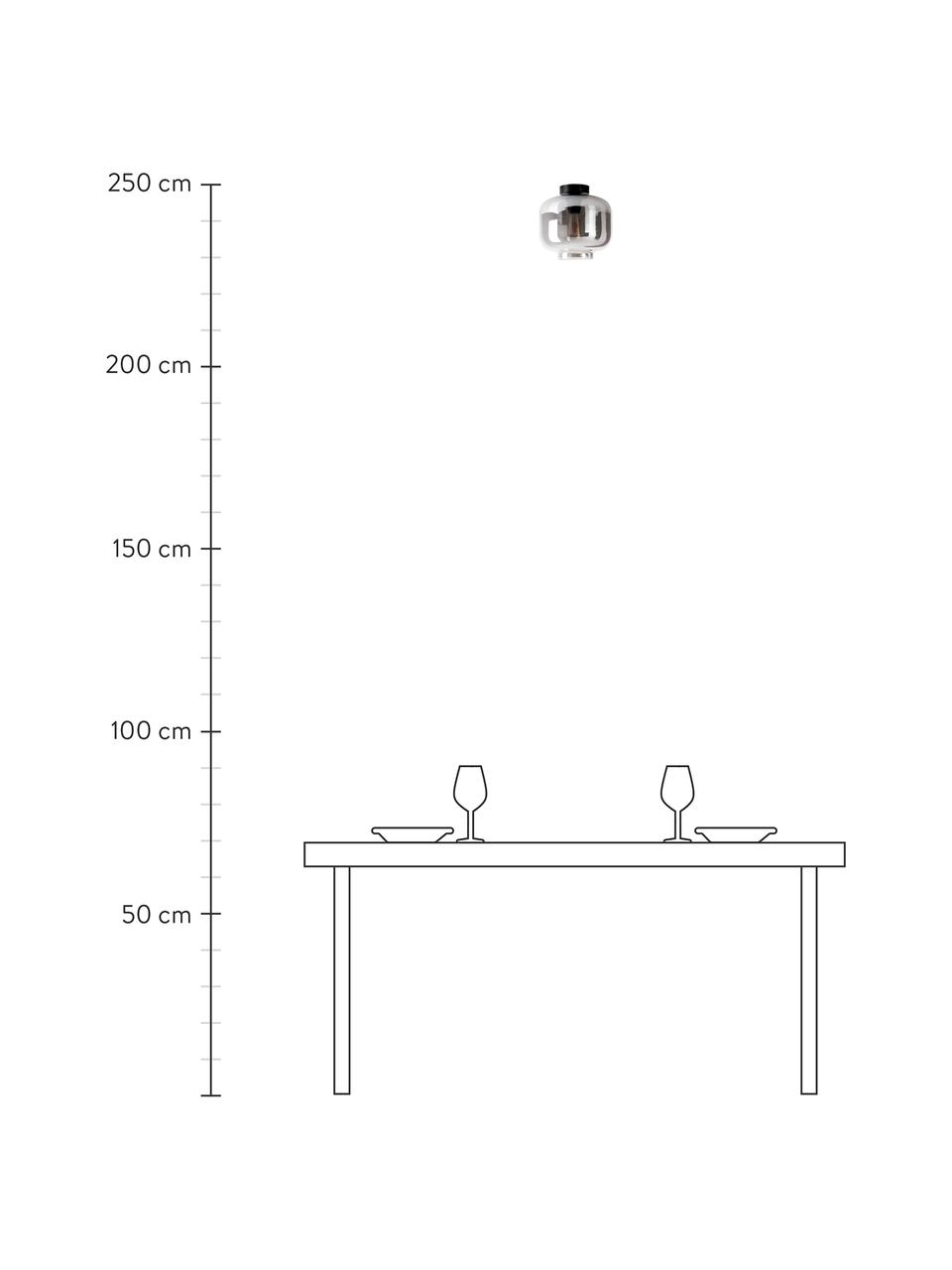 Kleine Deckenleuchte Vaso aus verspiegeltem Glas, Lampenschirm: Glas, Baldachin: Metall, beschichtet, Chromfarben, Schwarz, Ø 25 x H 21 cm