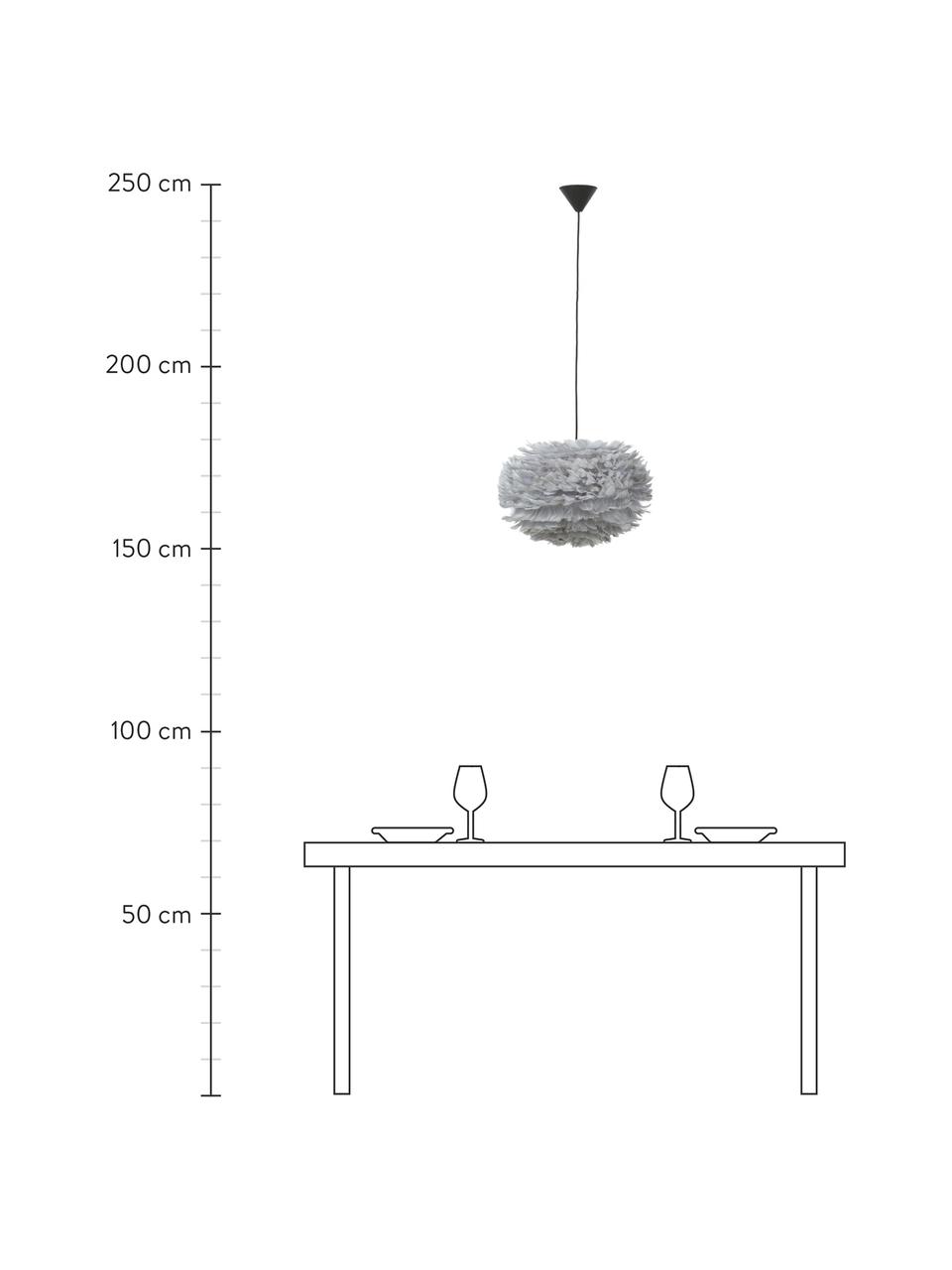 Hanglamp Eos van veren, Lampenkap: ganzenveren, RDS gecertif, Baldakijn: kunststof, Lichtgrijs, Ø 45  x H 30 cm