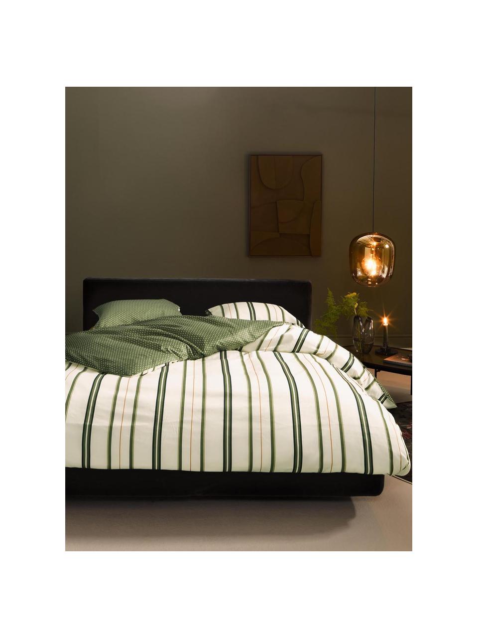 Pościel z satyny bawełnianej Merly, Zielony, beżowy, 135 x 200 cm + 1 poduszka 80 x 80 cm