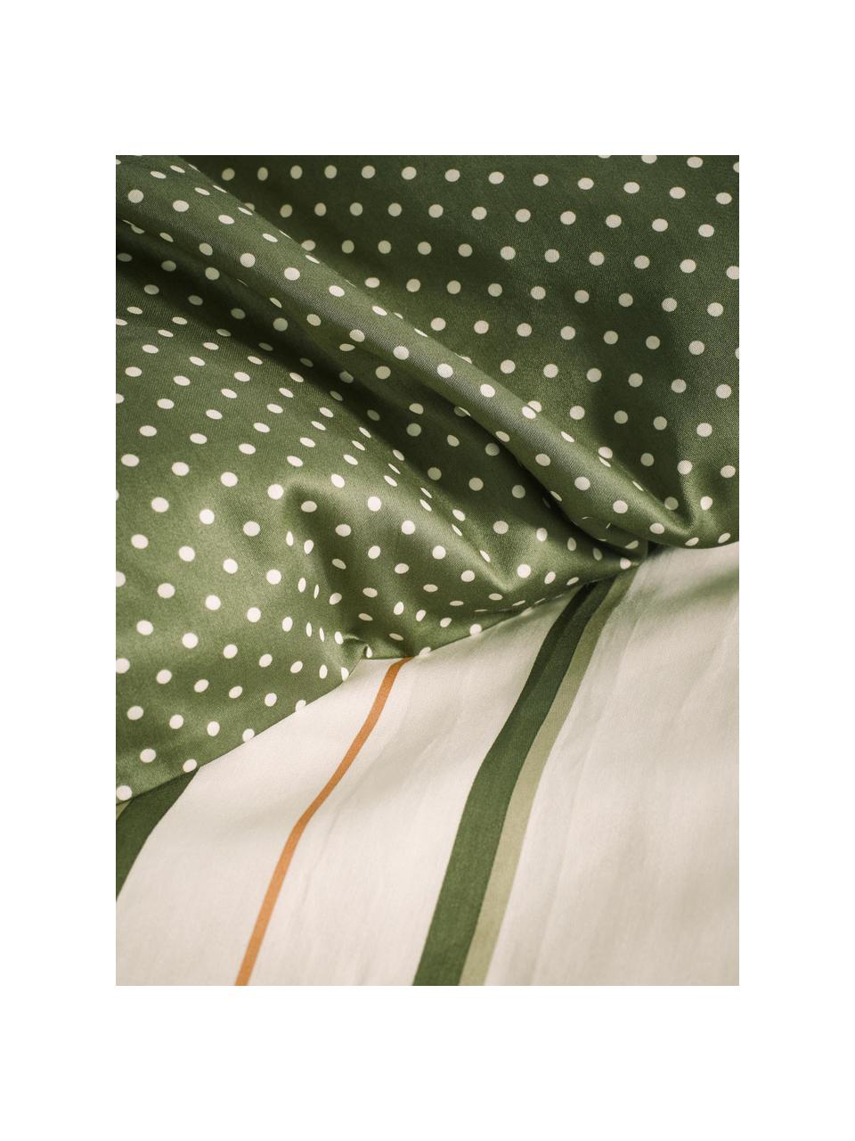Pruhovaná posteľná bielizeň z bavlneného saténu Merly, Zelená, béžová