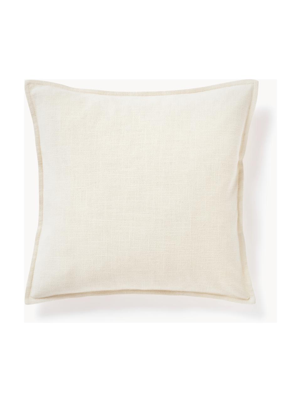 Housse de coussin 50x50 en coton Vicky, 100 % coton bio, Blanc crème, larg. 50 x long. 50 cm