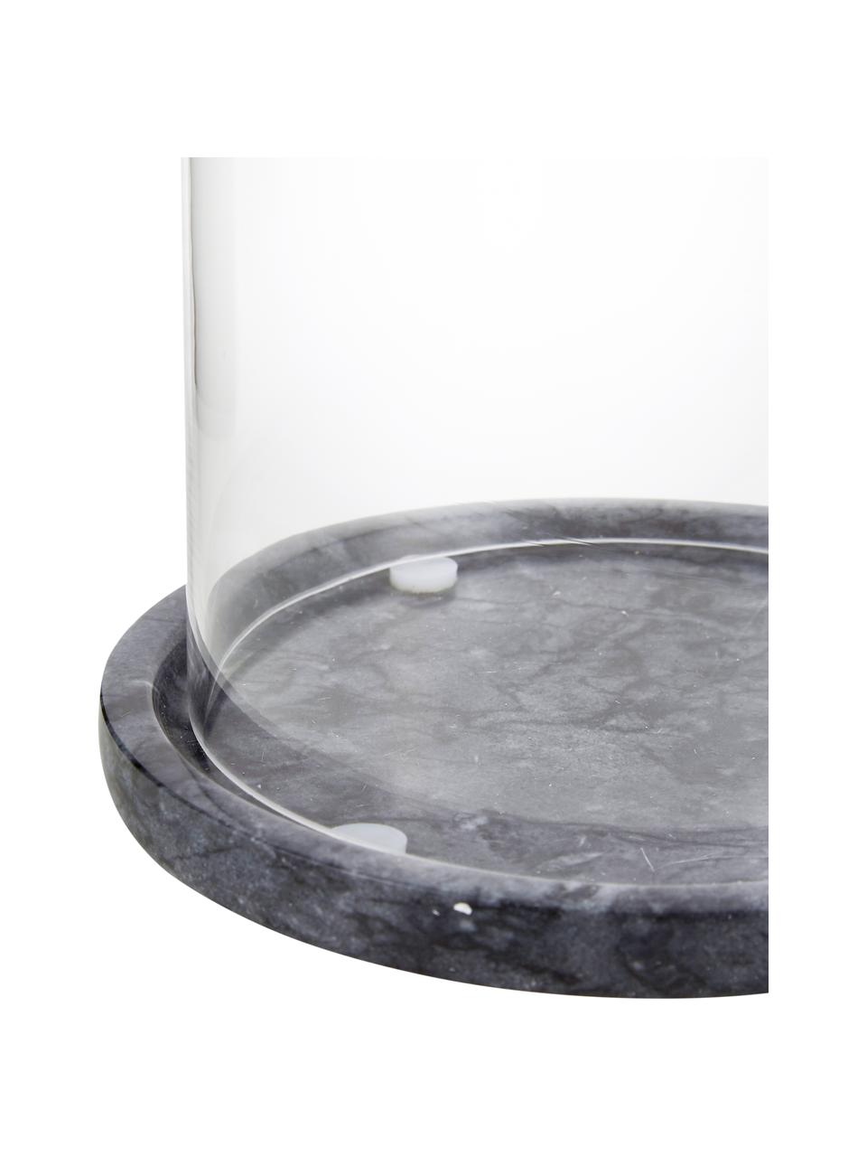 Portavela de mármol Lindon, Vidrio, mármol, Mármol negro, transparente, Ø 13x Al 22 cm