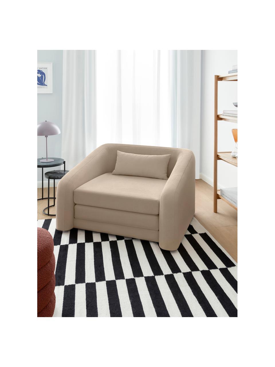 Fauteuil lit Eliot, Tissu couleur sable, larg. 100 x haut. 70 cm