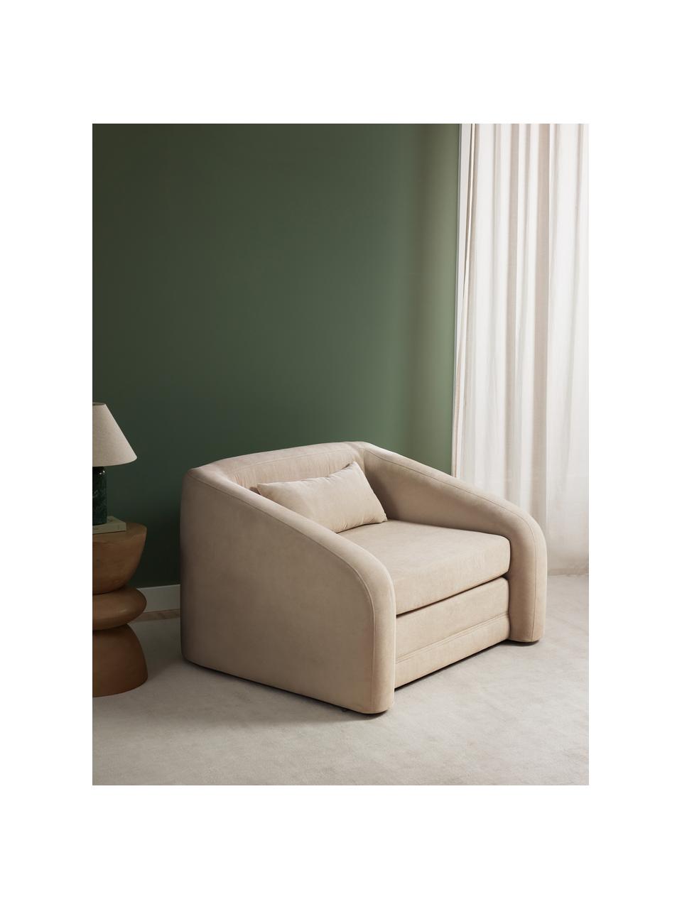 Fotel rozkładany Eliot, Tapicerka: 88% poliester, 12% nylon , Nogi: tworzywo sztuczne, Beżowa tkanina, S 100 x W 70 cm
