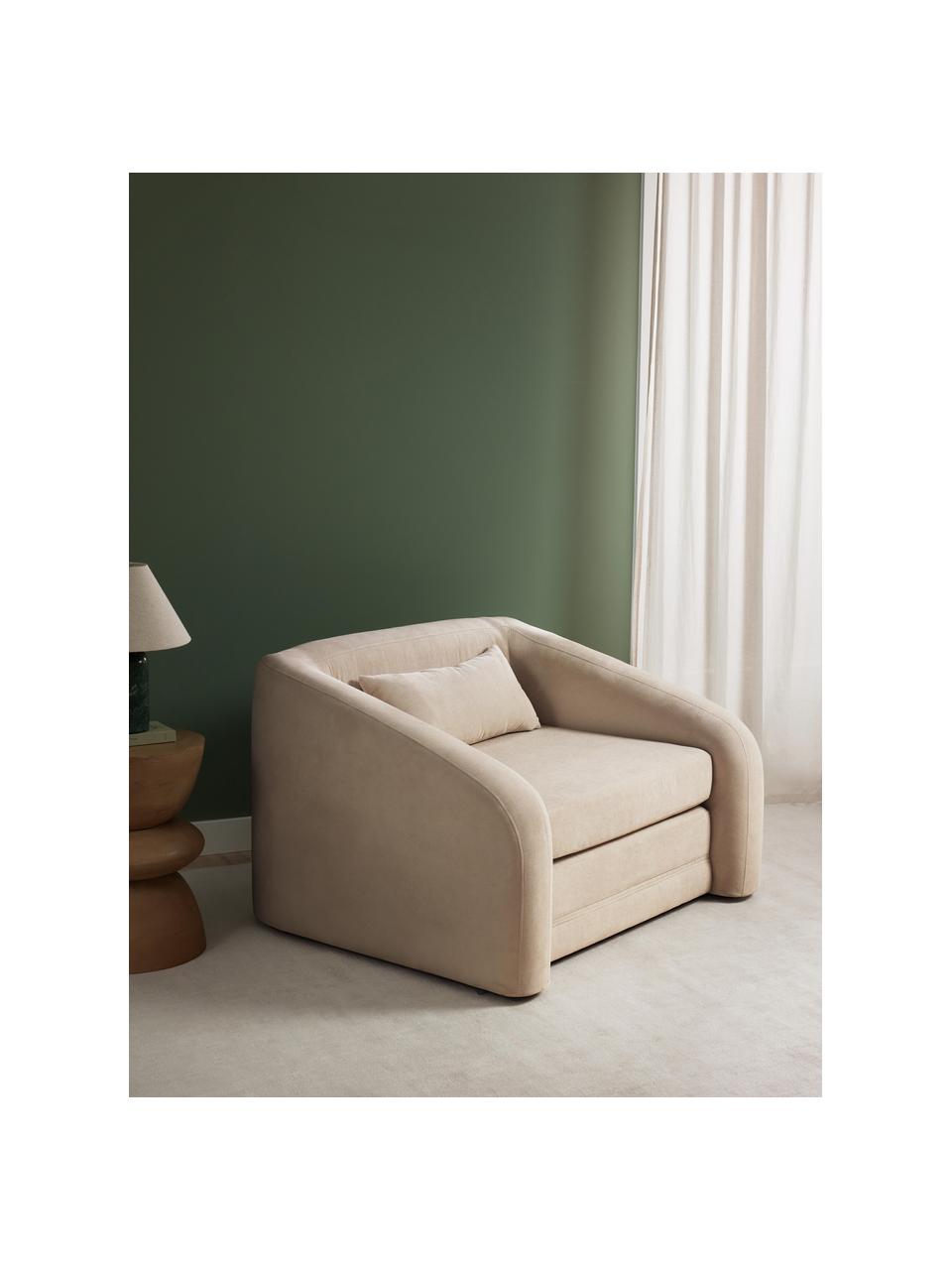 Fotel rozkładany Eliot, Tapicerka: 88% poliester, 12% nylon , Nogi: tworzywo sztuczne, Beżowa tkanina, S 100 x G 94 cm