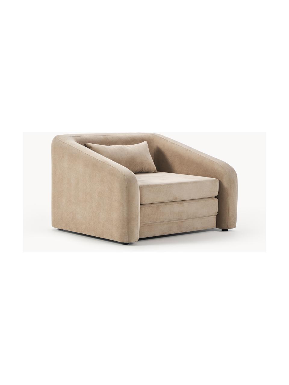 Fauteuil convertible Eliot, Tissu beige, larg. 100 x prof. 94 cm