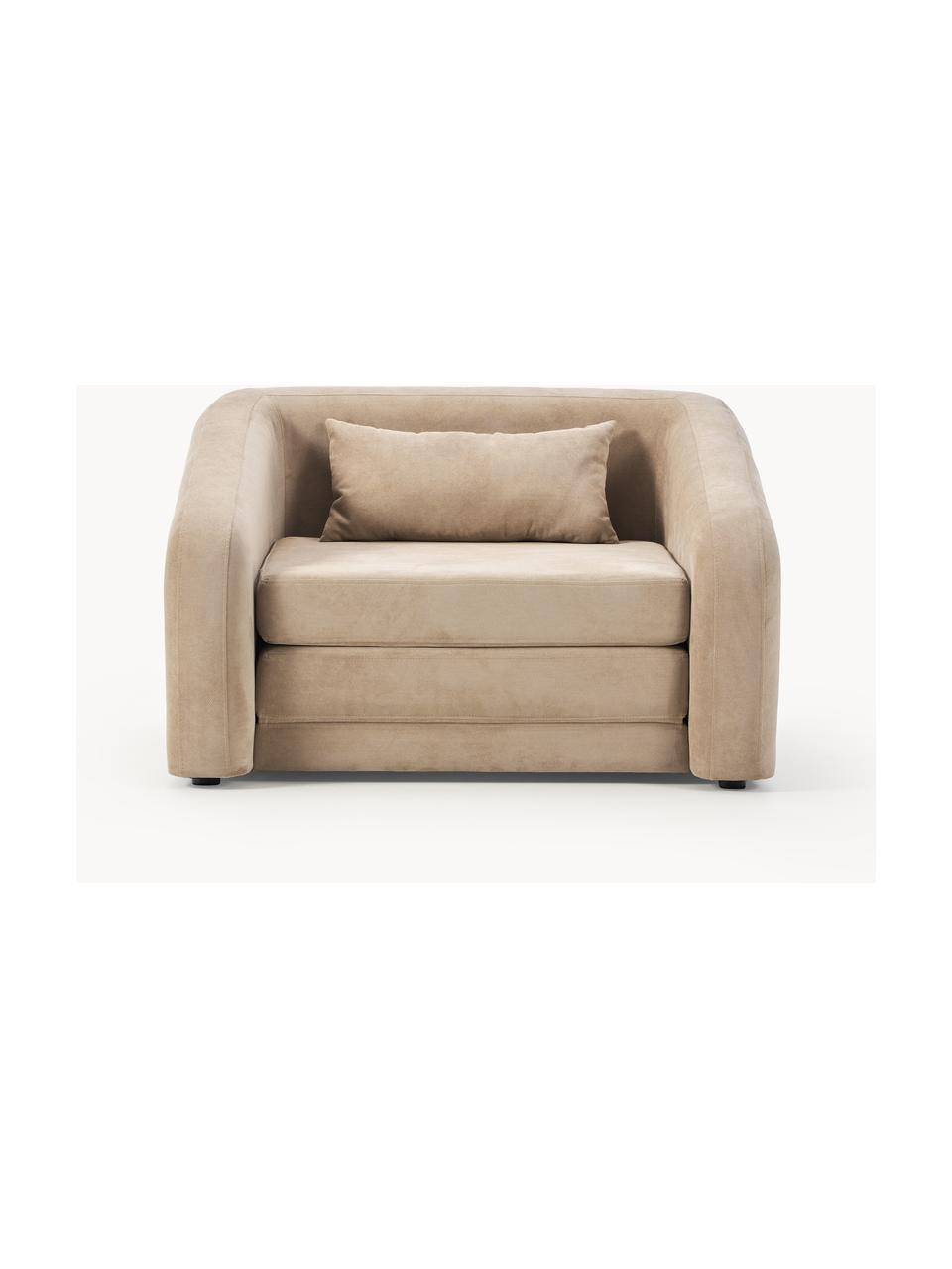 Fauteuil convertible Eliot, Tissu beige, larg. 100 x prof. 94 cm