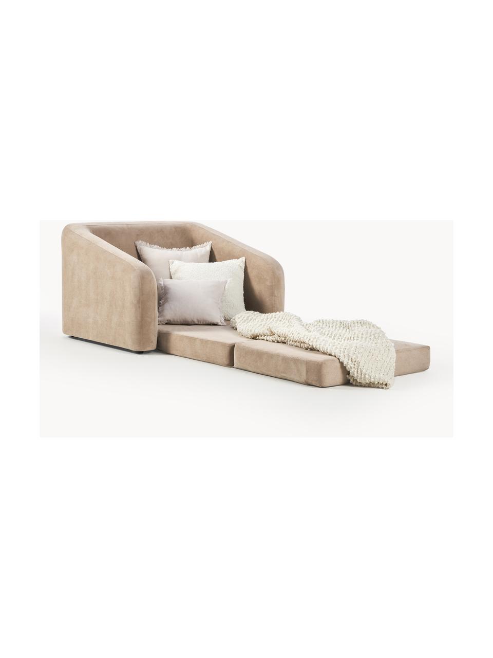 Poltrona letto Eliot, Rivestimento: 88% poliestere, 12% nylon, Gambe: plastica, Tessuto beige, Larg. 100 x Prof. 94 cm