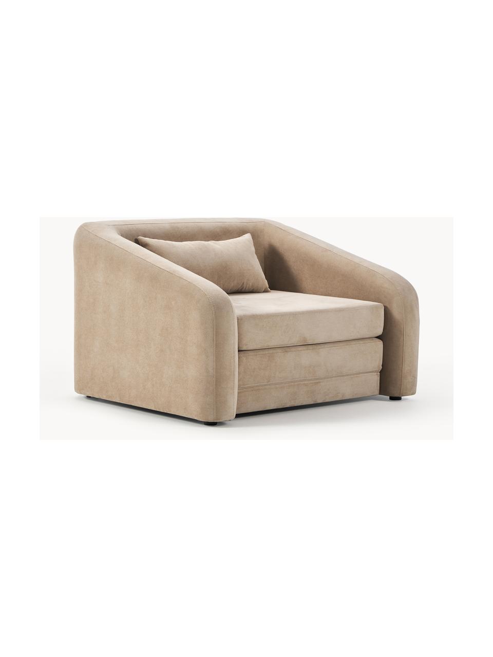 Sillón cama Eliot, Tapizado: 88% poliéster, 12% nylon , Patas: plástico Este producto es, Tejido beige, An 100 x F 94 cm