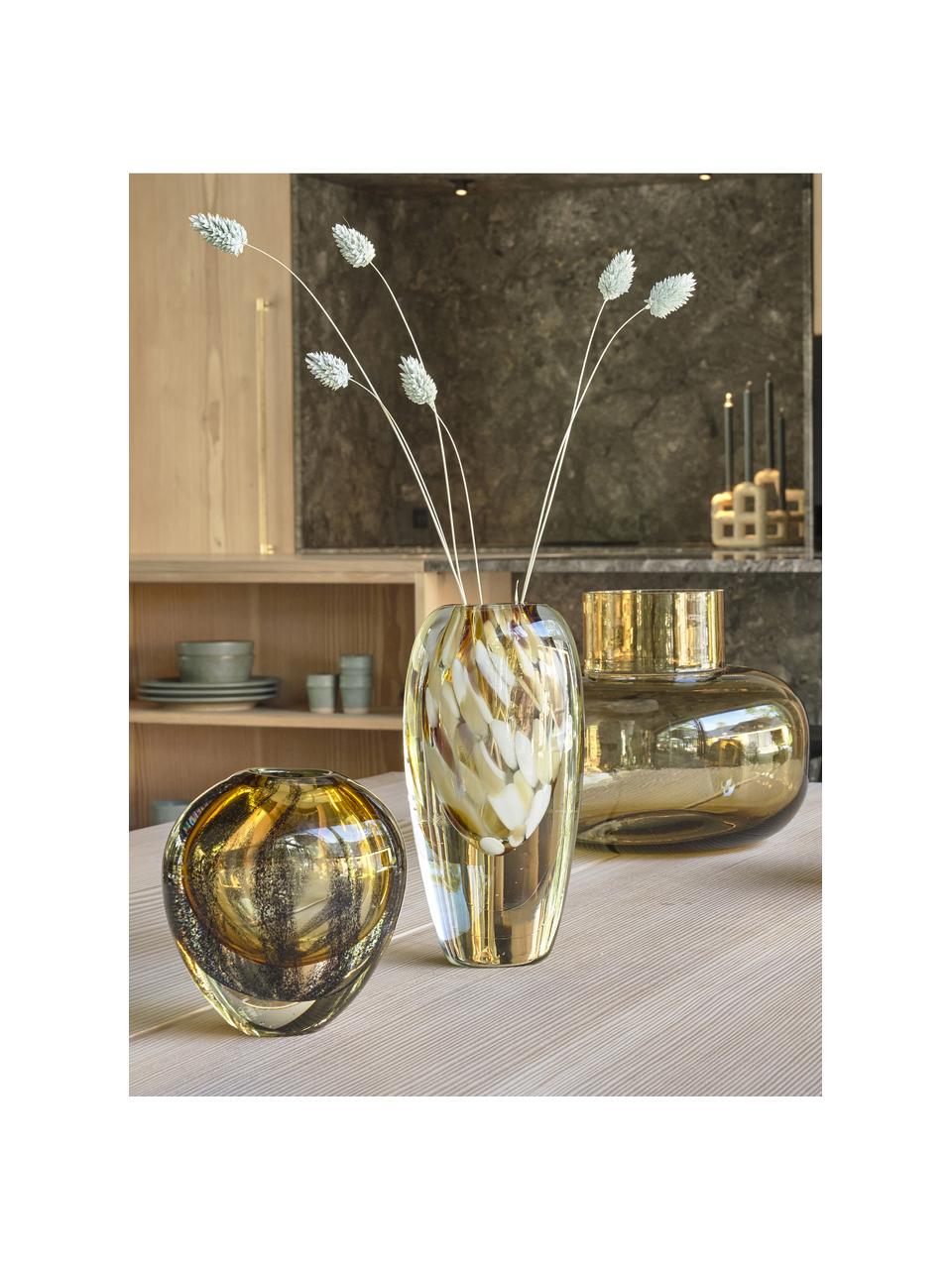 Vase en verre soufflé bouche Otea, haut. 21 cm, Verre, Tons bruns, transparent, Ø 10 x haut. 21 cm