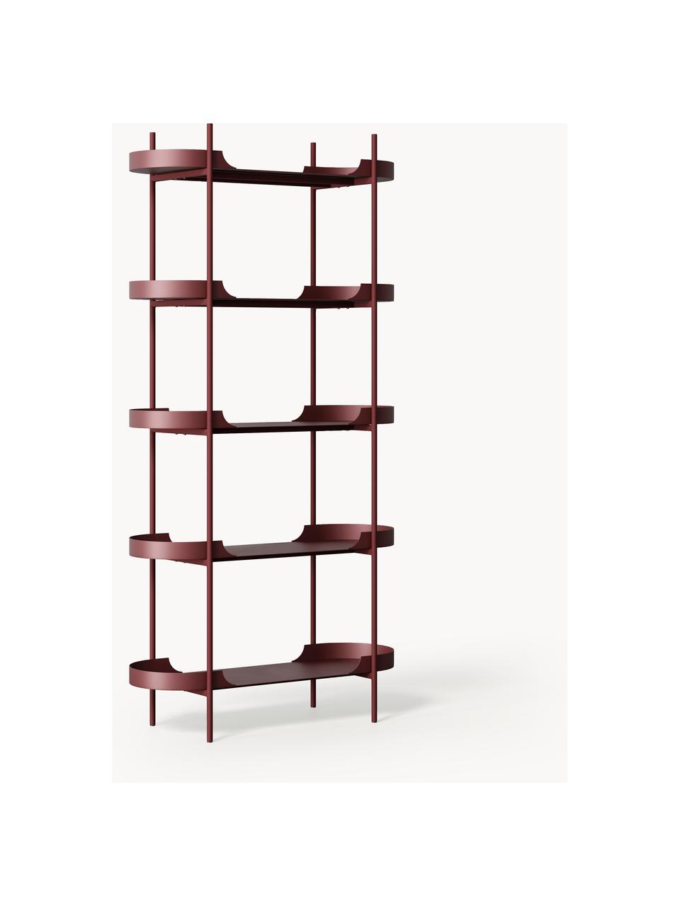 Scaffale alto in metallo Taru, Metallo verniciato a polvere, Rosso vino opaco, Larg. 90 x Alt. 180 cm