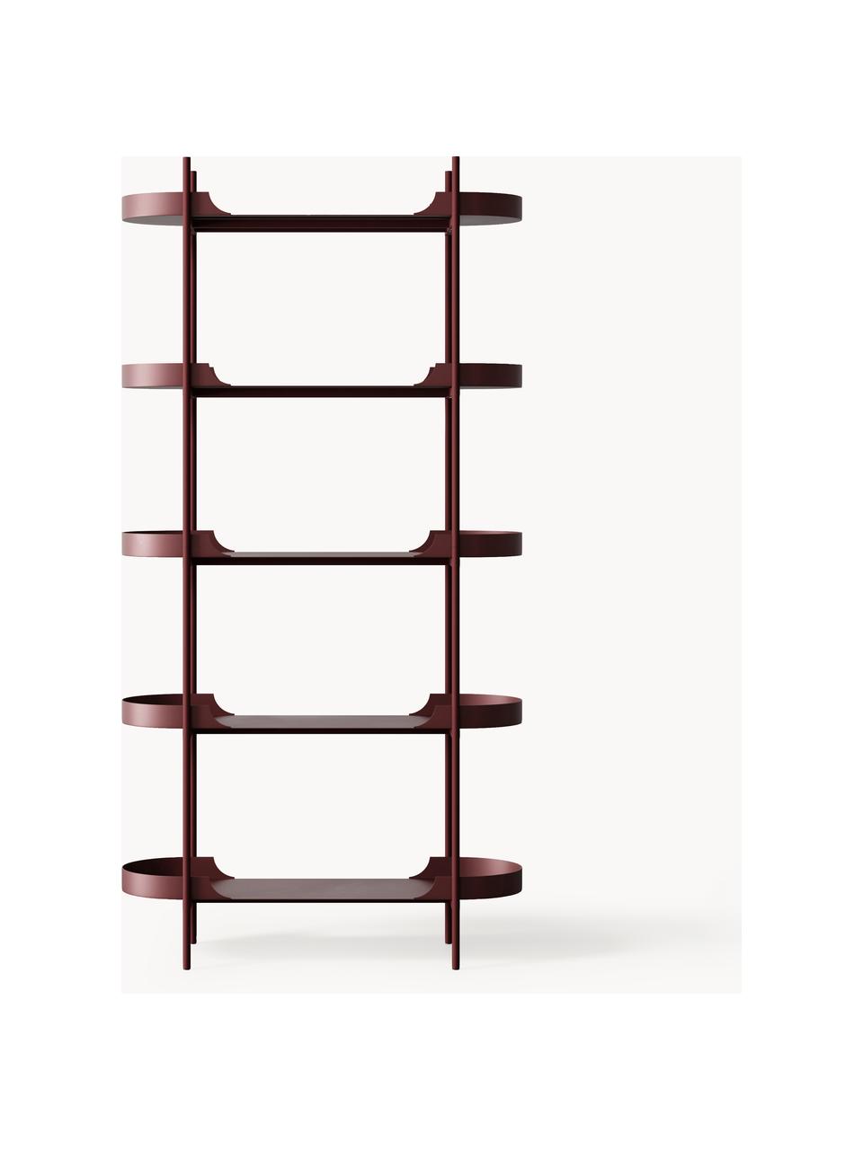 Scaffale alto in metallo Taru, Metallo verniciato a polvere, Rosso vino opaco, Larg. 90 x Alt. 180 cm