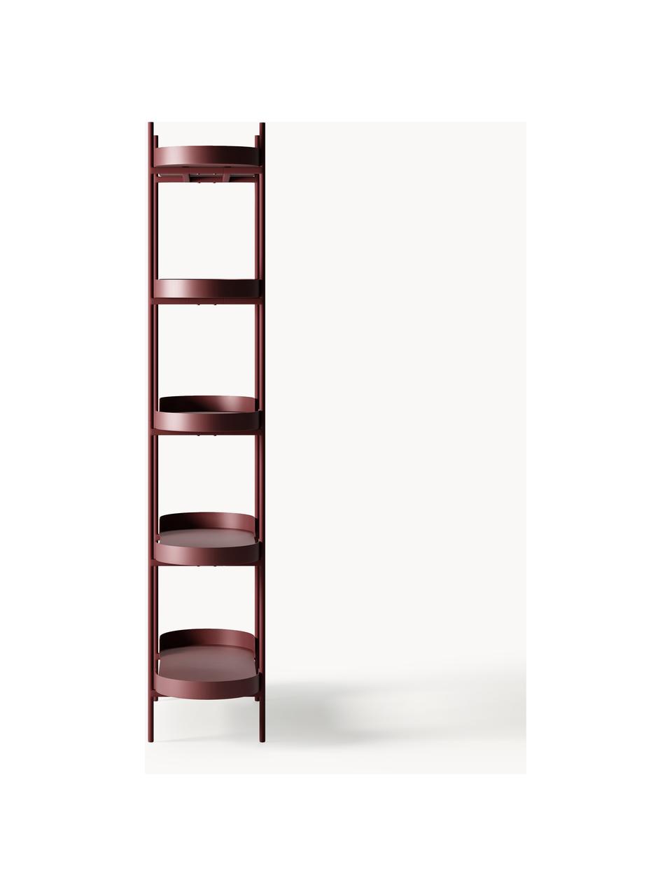 Scaffale alto in metallo Taru, Metallo verniciato a polvere, Rosso vino opaco, Larg. 90 x Alt. 180 cm