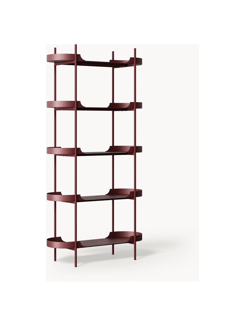 Scaffale alto in metallo Taru, Metallo verniciato a polvere, Rosso vino opaco, Larg. 90 x Alt. 180 cm