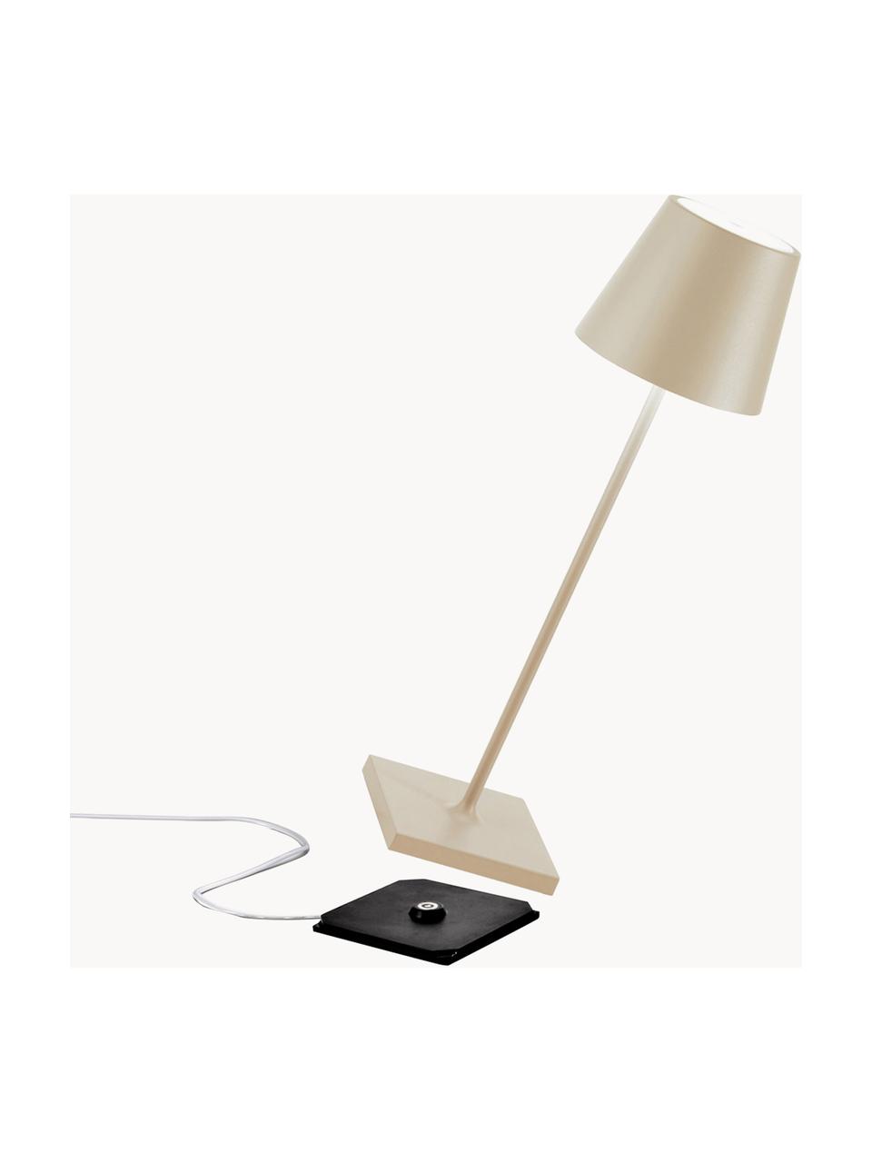 Lampe à poser LED mobile Poldina, intensité lumineuse variable, Beige clair, mat, Ø 11 x haut. 38 cm