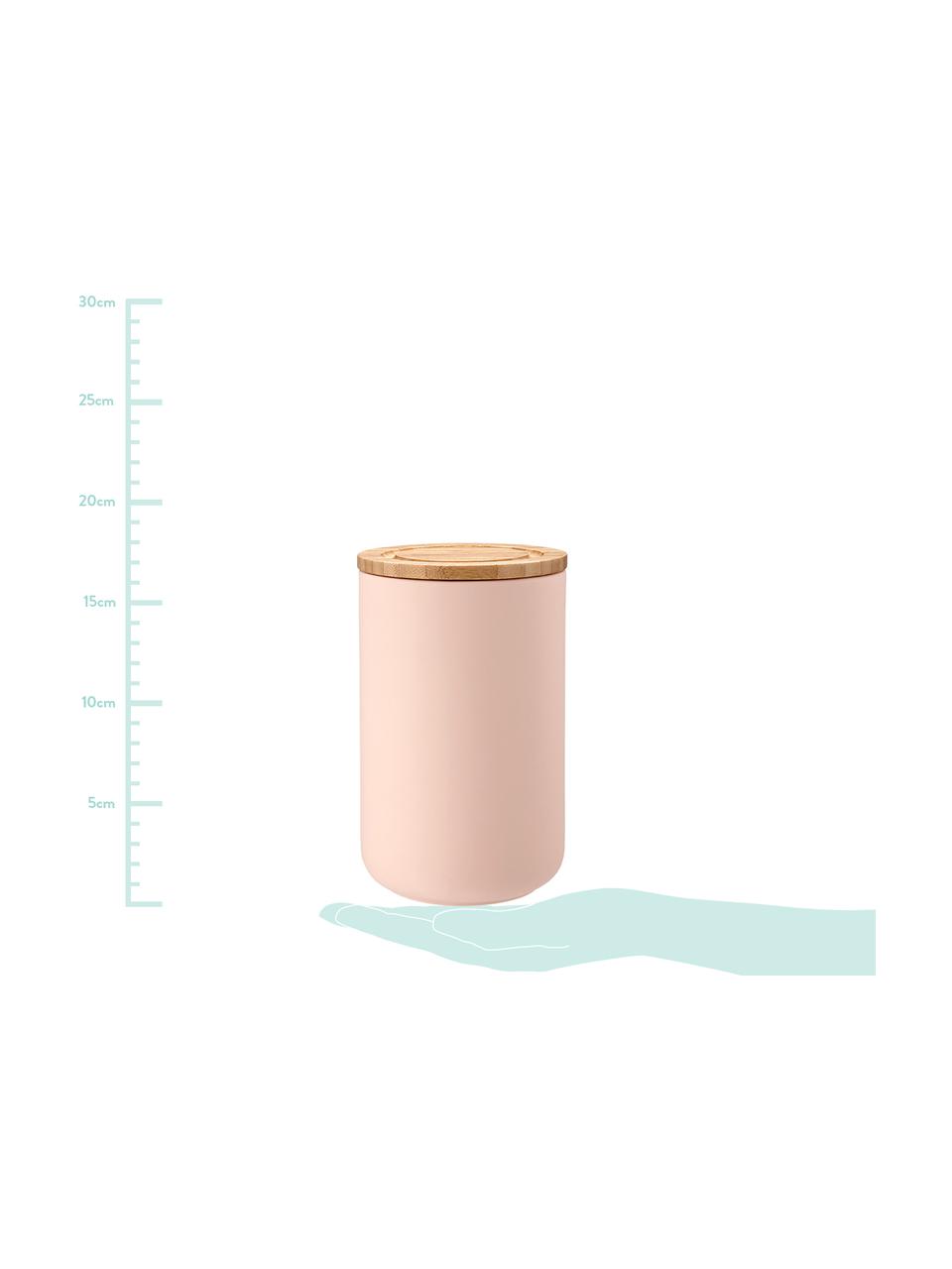 Contenitore con coperchio Stak, Contenitore: ceramica, Coperchio: legno di bambù, Rosa, bambù, Ø 10 x Alt. 17 cm