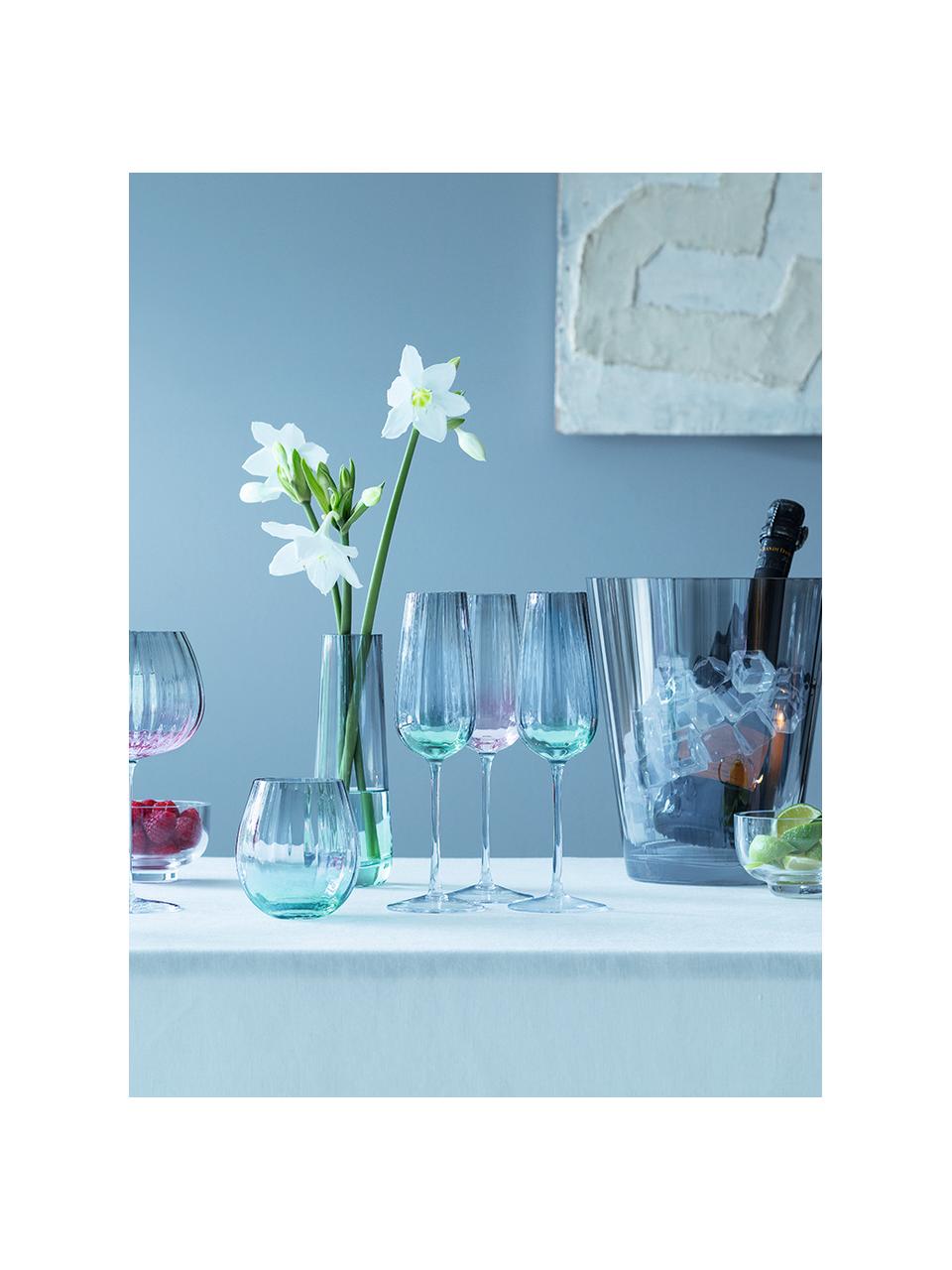 Handgemaakte champagneglazen Dusk, 2 stuks, Glas, Groen, grijs, Ø 6 x H 23 cm, 250 ml