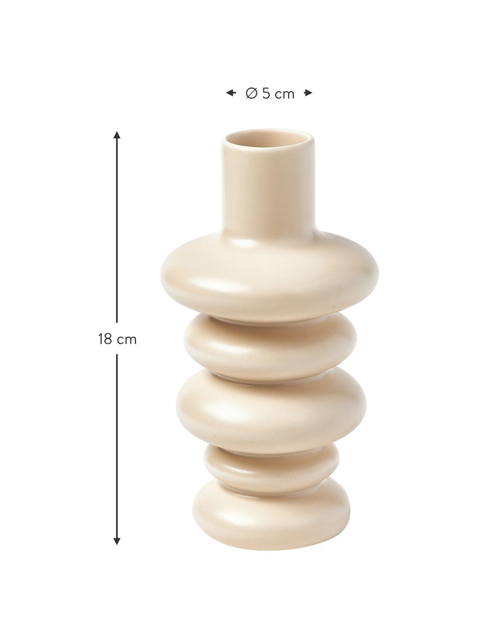 Decoratieve vaas Bastone in organische vorm, Keramiek, Beige, Ø 5 x H 18 cm