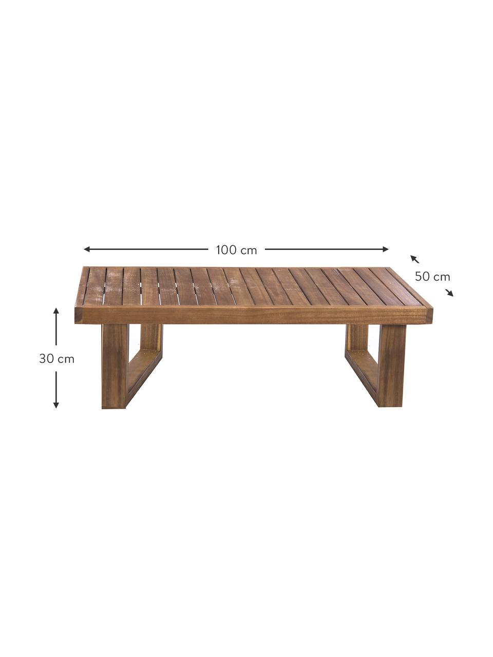 Tavolino da esterno Cristy, Legno di acacia massiccio, Legno di acacia, legno scuro, Larg. 100 x Alt. 30 cm