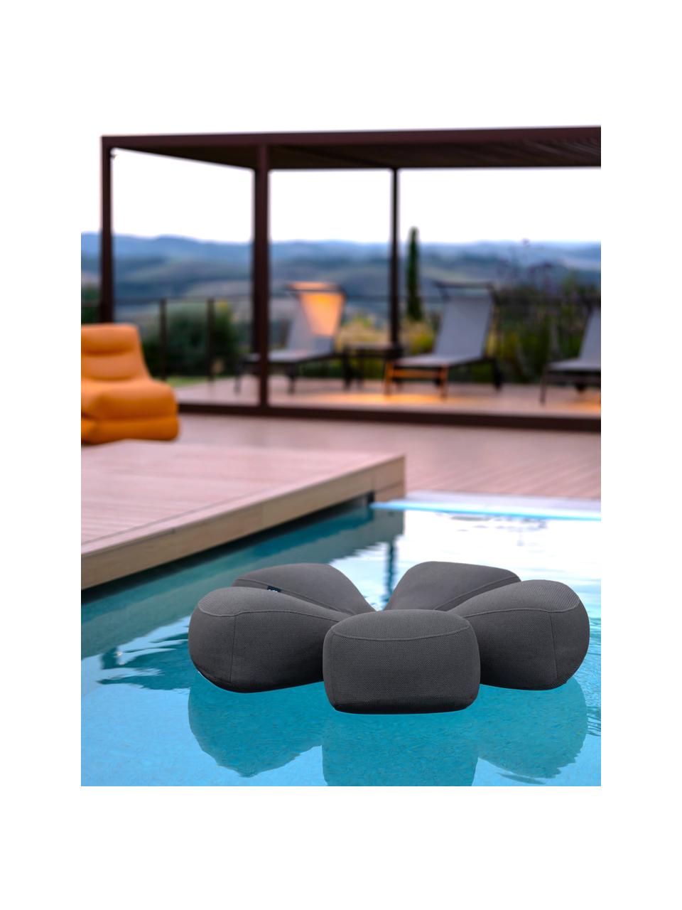 Pouf sacco grande da esterno fatto a mano Flower, Rivestimento: 70% PAN + 30% PES, imperm, Grigio, Ø 110 x Alt. 25 cm