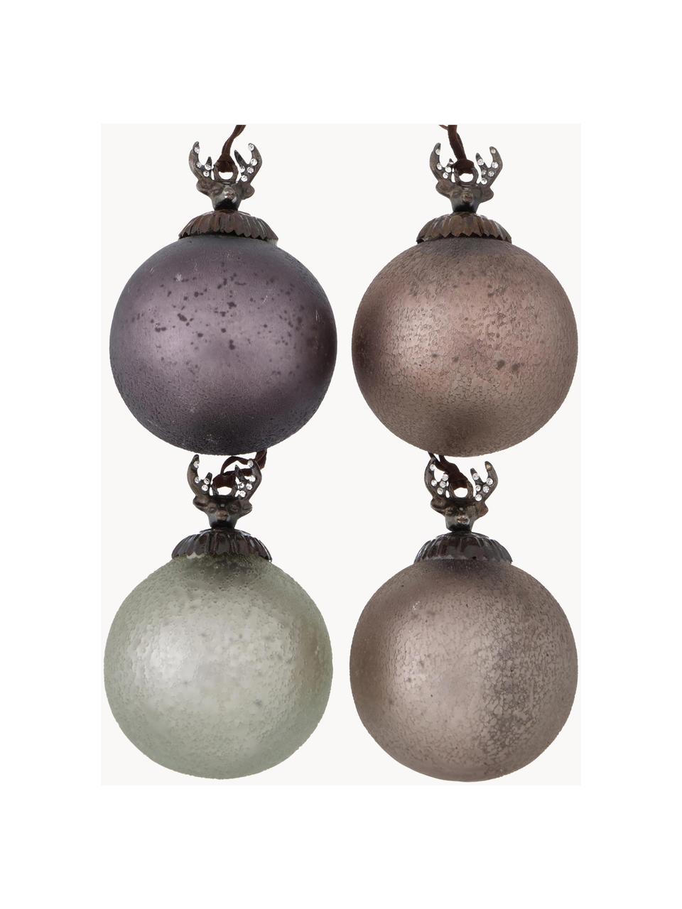 Set de bolas de Navidad Madawas, 4 uds., Gris, gris pardo, Ø 8 cm