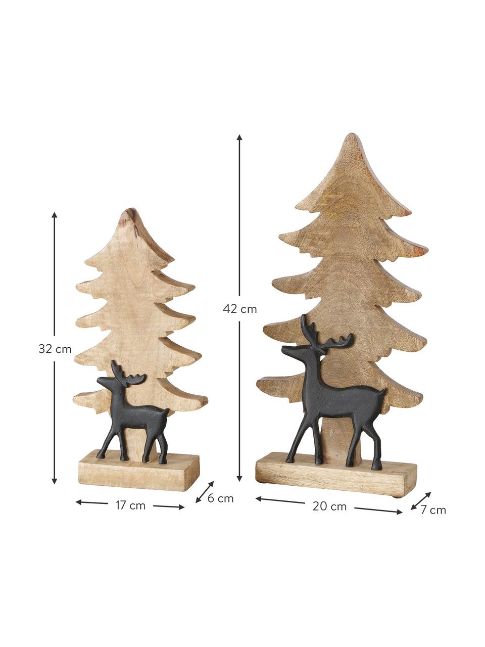 Handgemaakte decoratieve objectenset Taxel, 2-delig, Lichtbruin, zwart, Set met verschillende formaten