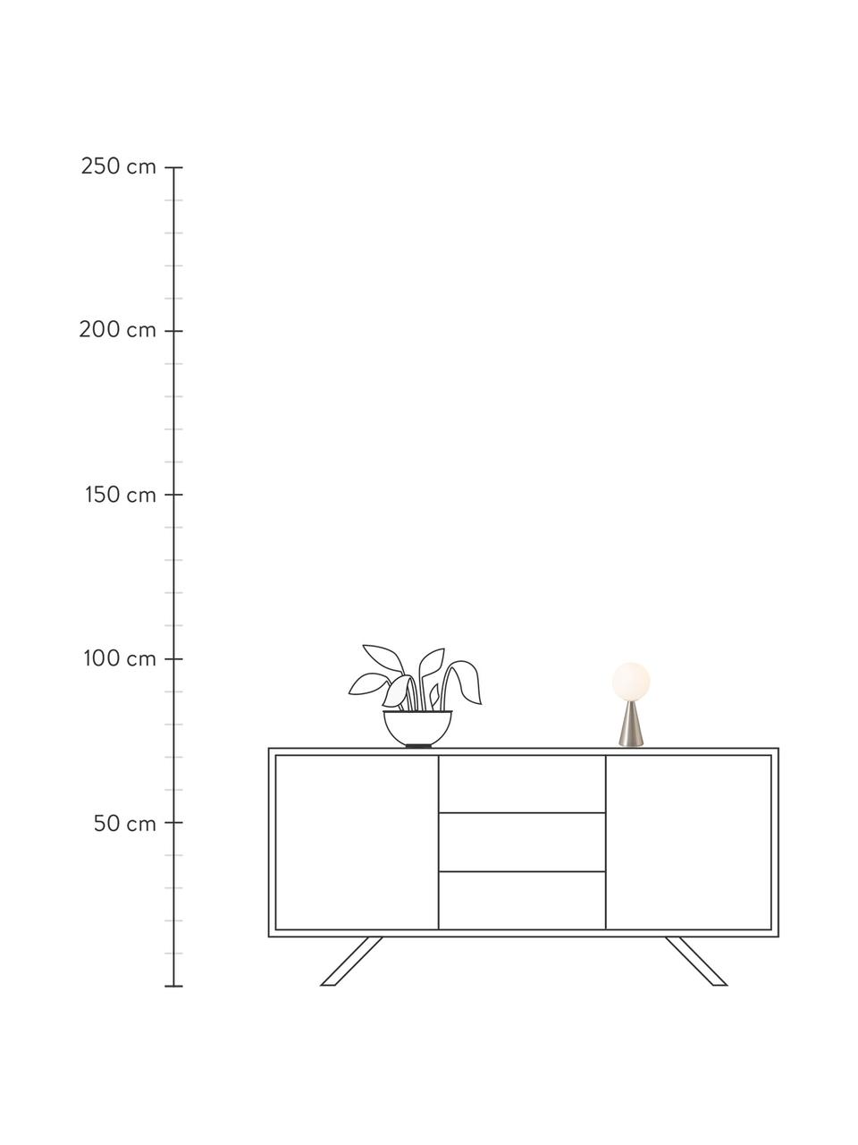 Kleine tafellamp Bilia, handgemaakt, Lampenkap: glas, Wit, zilverkleurig, Ø 12 x H 26 cm