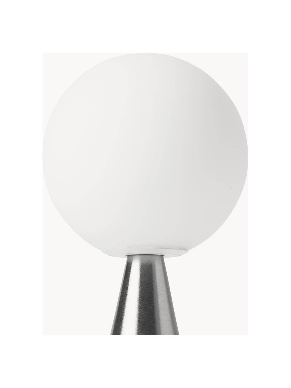 Petite lampe à poser artisanale Bilia, Blanc, argenté, Ø 12 x haut. 26 cm