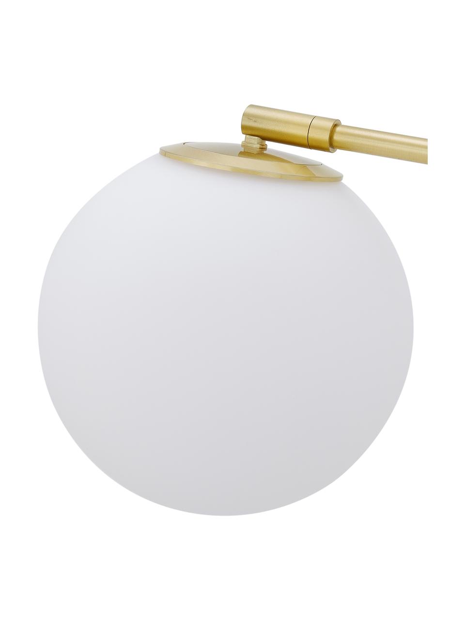 Stehlampe Moon aus Opalglas, Lampenschirm: Glas, Lampenfuß: Metall, vermessingt, Weiß, Messingfarben, H 162 cm
