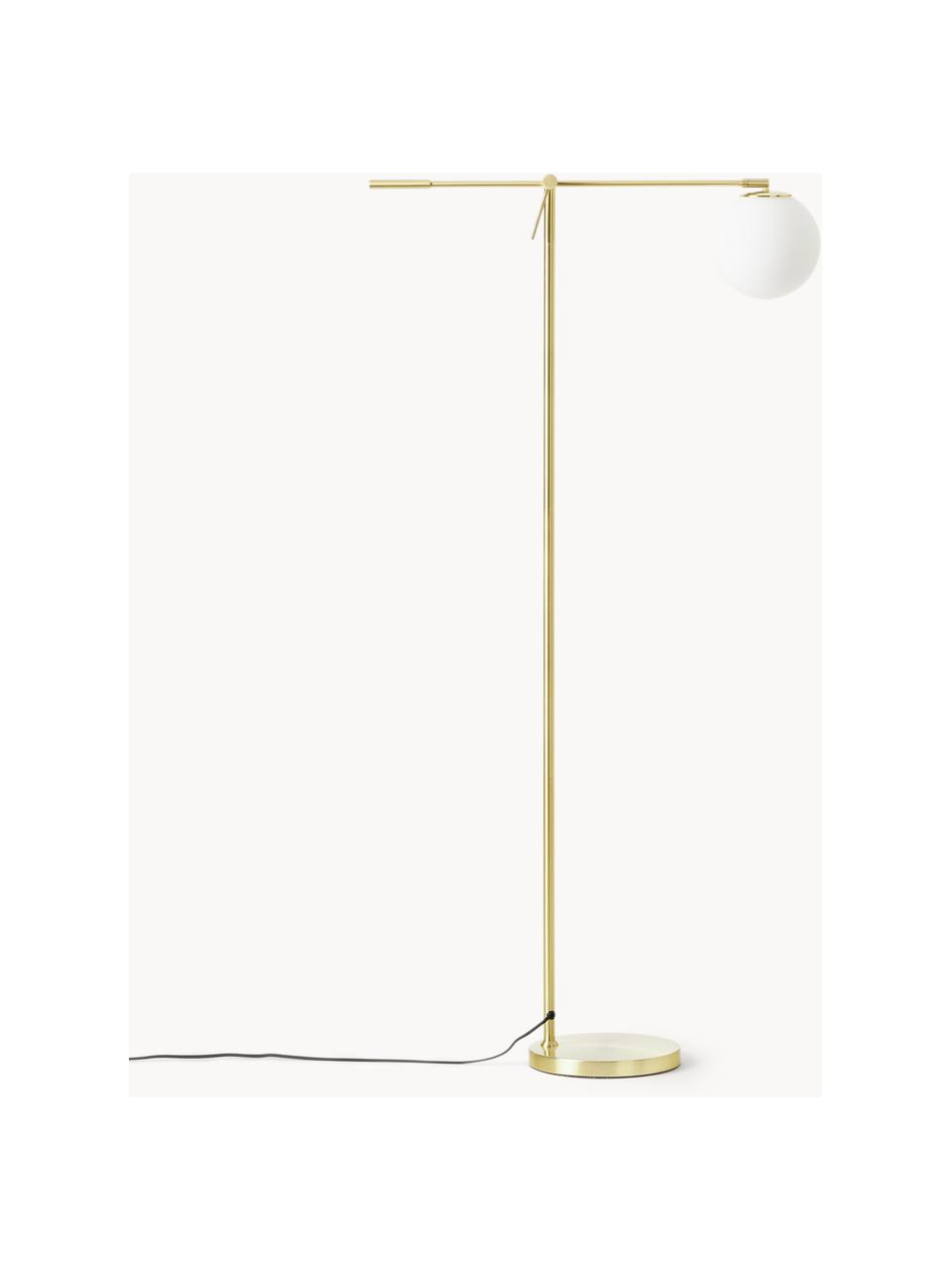 Lampadaire en verre opalescent Moon, Blanc, or laiton, haut. 162 cm