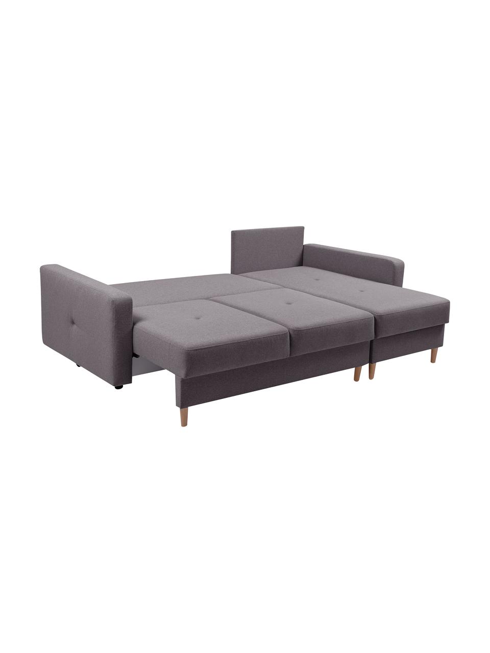 Sofá cama rinconero Vinci, con espacio de almacenamiento, Tapizado: 100% poliéster, Marrón, An 231 x F 146 cm