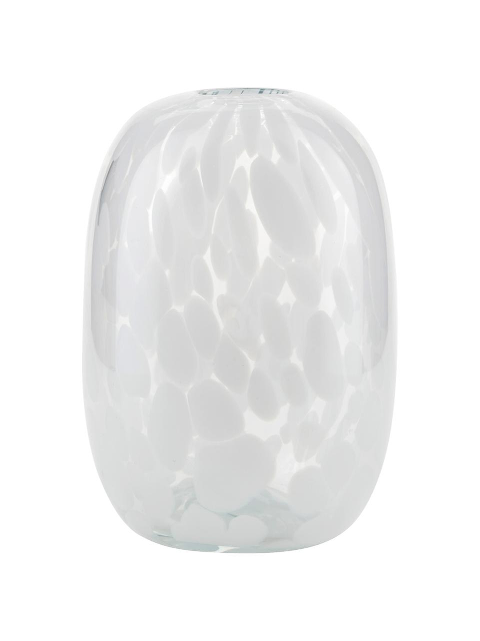 Dizajnová váza s bodkovaným vzhľadom Dots, Sklo, Biela, priehľadná, Ø 11 x V 17 cm