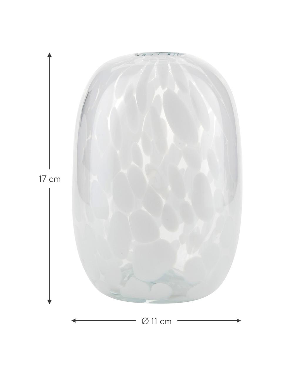 Design-Vase Dots mit Tupfen-Optik, Glas, Weiß, Ø 11 x H 17 cm