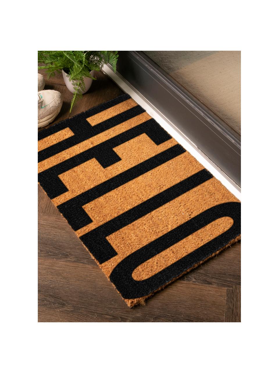 Fußmatte Big Hello, Flor: 40 % Kokosfaser (Coir), Beige, Schwarz, B 40 x L 60 cm