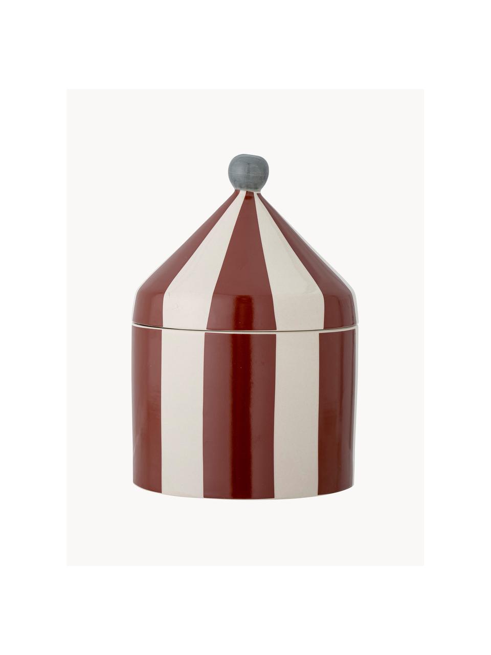 Ručně malovaný úložný box Cimmi, Keramika, Vínově červená, tlumeně bílá, Ø 16 cm, V 26 cm