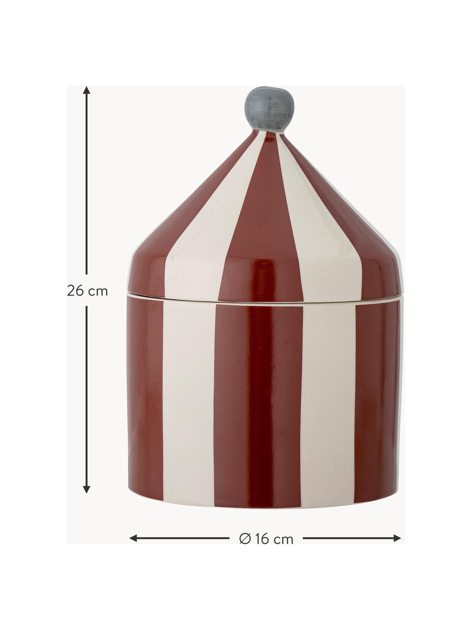 Ručně malovaný úložný box Cimmi, Keramika, Vínově červená, tlumeně bílá, Ø 16 cm, V 26 cm