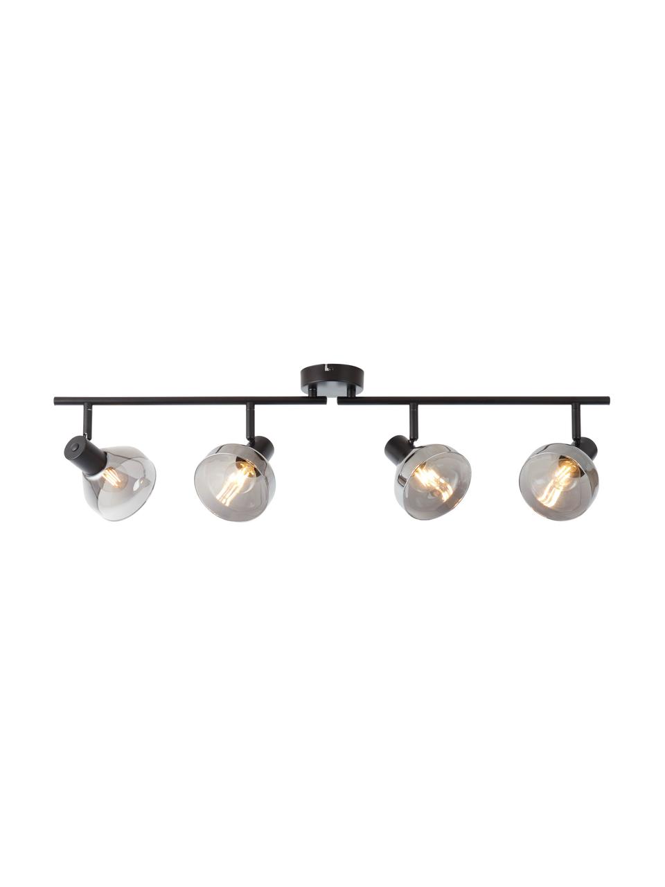 Riel grande de vidrio tintado Reflekt, Estructura: metal, Anclaje: metal, Negro, gris transparente, An 89 x Al 20 cm