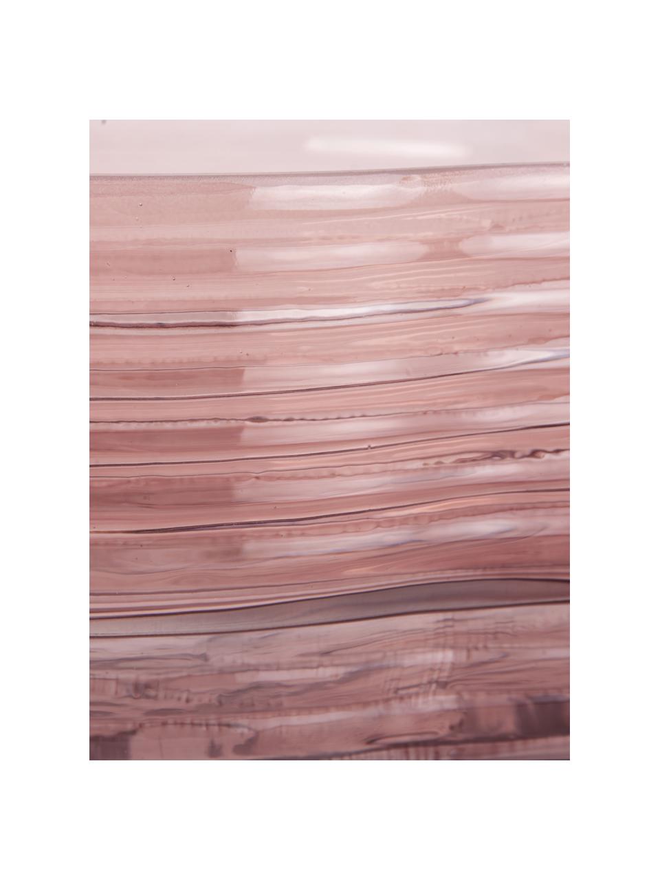 Decoratieve schaal Wave in roze, Ø 22 cm, Glas, Roze, transparant, Ø 22 x H 11 cm