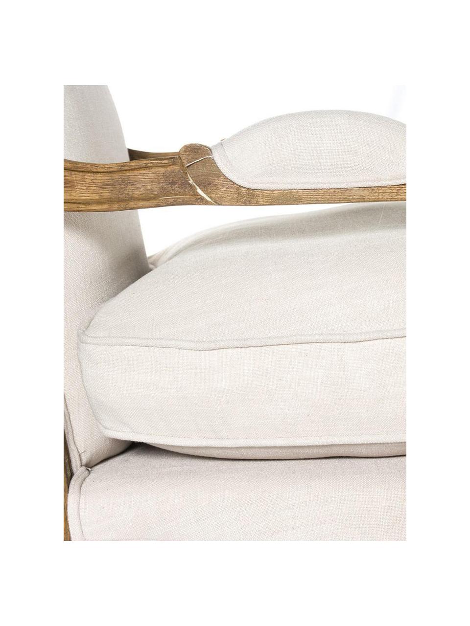 Sillón Elena, Estructura: madera de roble, Tapizado: algodón, Beige, An 74 x Al 100 cm