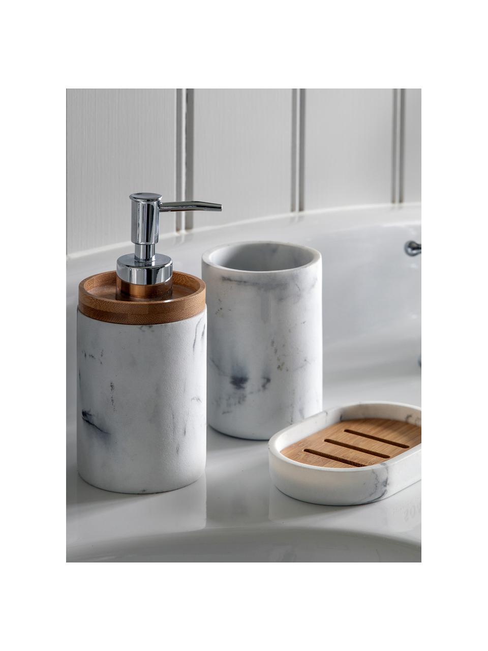 Set 3 accessori da bagno con decoro in legno Atworth