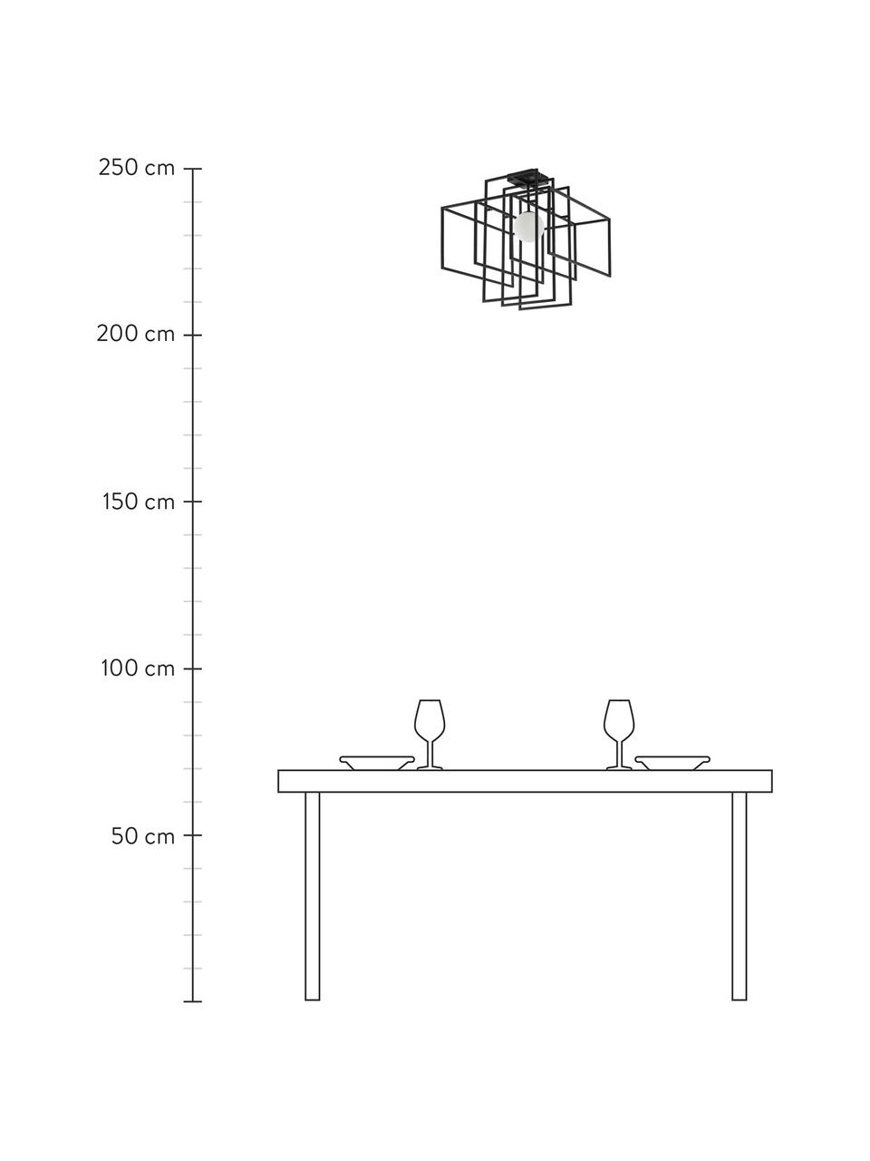 Design Deckenleuchte Rubic mit Glasschirm, Lampenschirm: Opalglas, Baldachin: Metall, pulverbeschichtet, Schwarz, B 40 x H 43 cm