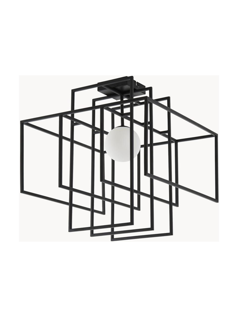 Dizajnová stropná lampa so skleneným tienidlom Rubic, Čierna, Š 40 x V 43 cm